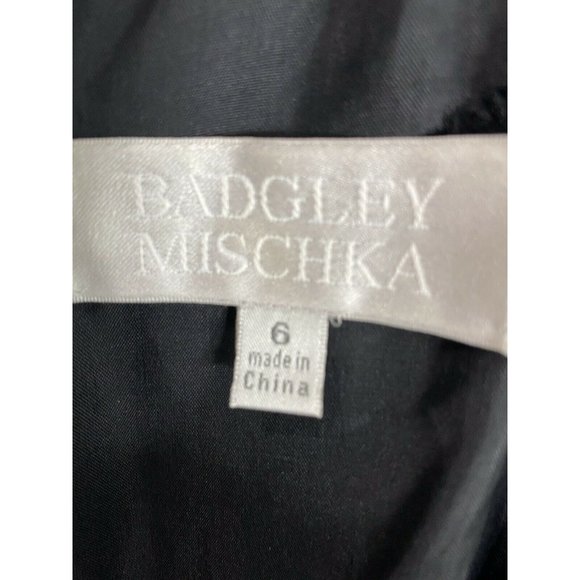 Badgley Mischka Black Empire Cocktail Stretch Bubble Hem Dress.Cap Sleeve Sz 6 - Picture 10 of 10